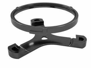 Camping stove stabilizer ring with twist-lock design for gas canister stoves.